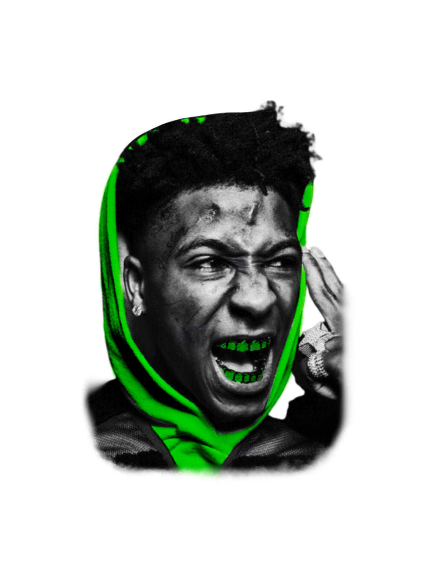 Young Boy Green Hoodie and Grill -MASA Tour PNG 300 DPI