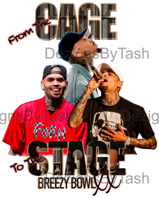 Chris Brown Breezy Bowl XX Tour Design – “From the Cage to the Stage” Digital Download | Fan Art PNG | Printable Shirt Design, Concert Merch