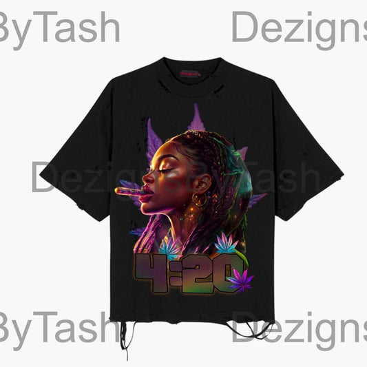 4/20 Black Woman Smoking Weed PNG, Locs & Cannabis Digital Art, Afrocentric Stoner Design, High Vibes Sublimation, Weed Shirt PNG, dreads