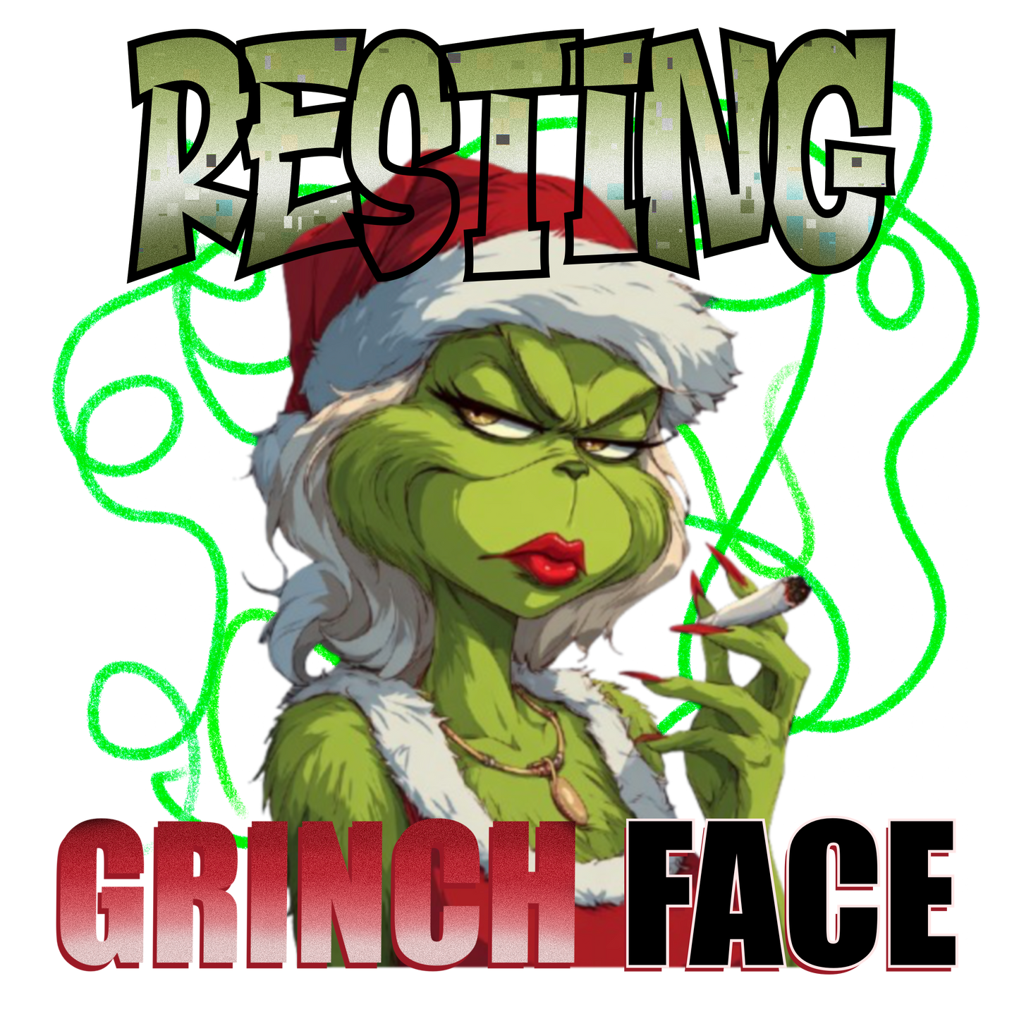 Resting Grinch Face Puff Puff