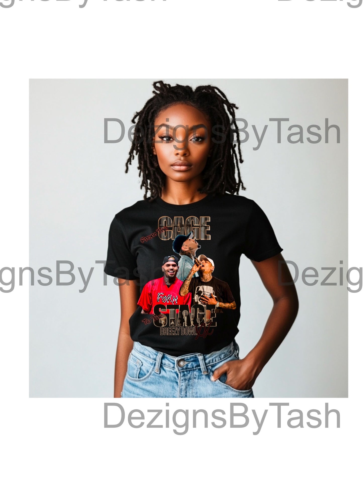 Chris Brown Breezy Bowl XX Tour Design – “From the Cage to the Stage” Digital Download | Fan Art PNG | Printable Shirt Design, Concert Merch