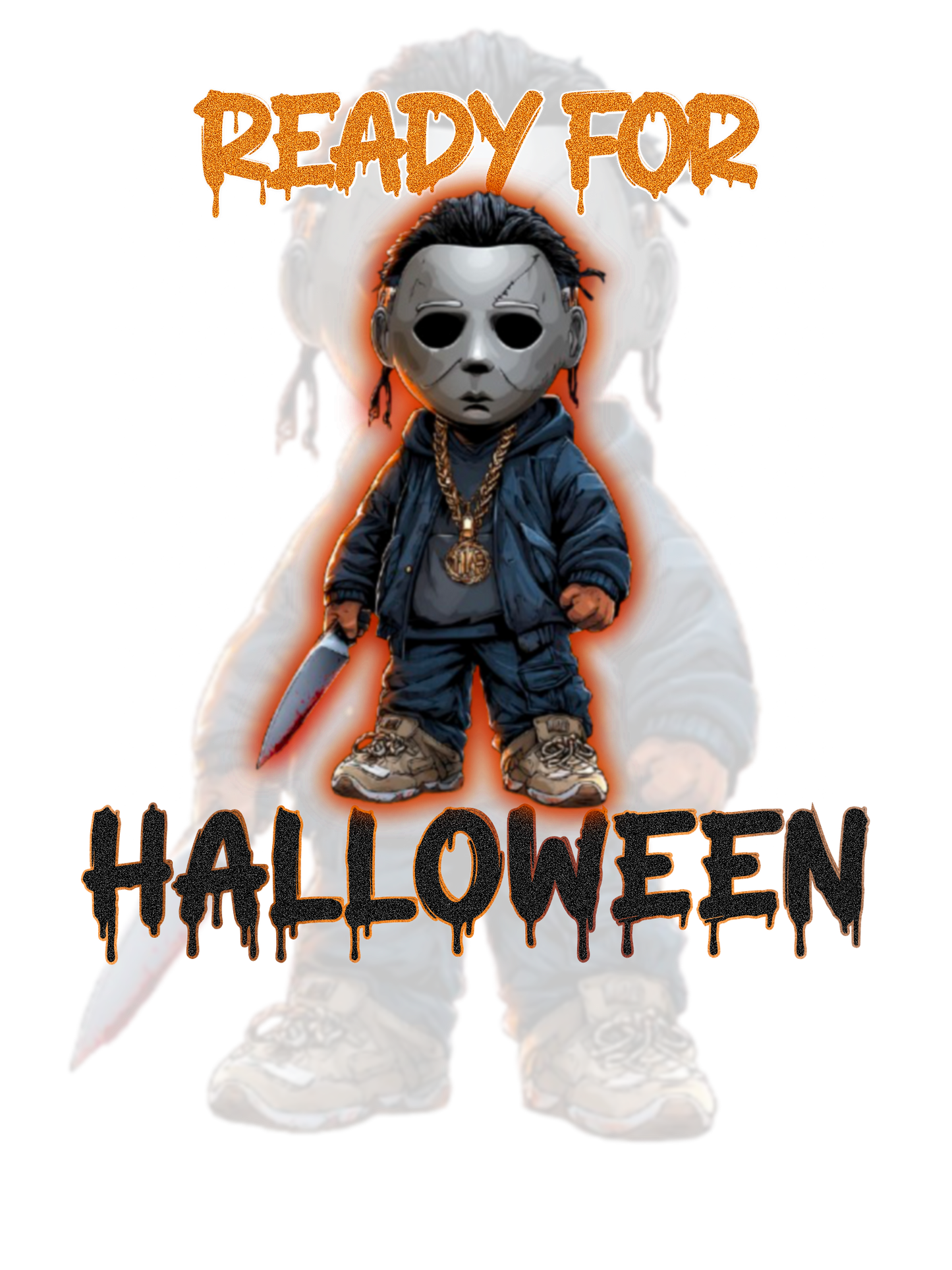 Ready for Halloween Michael Myers Mini Chibi PNG | Cute Horror Movie Digital Design | Halloween Shirt Graphic Download