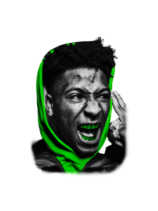 Young Boy Green Hoodie and Grill -MASA Tour PNG 300 DPI