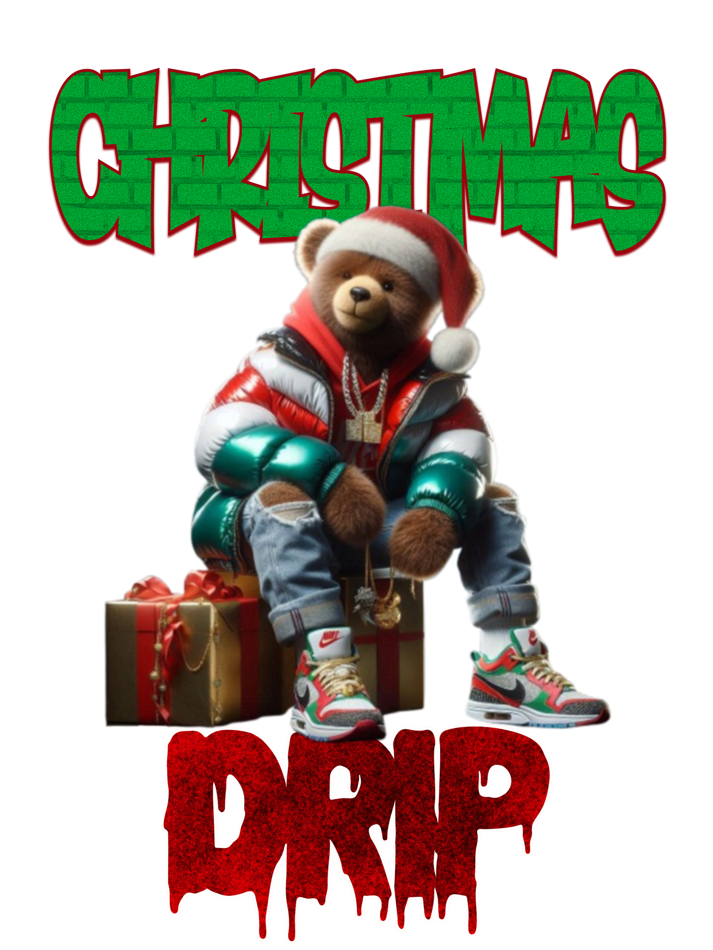 Christmas Drip Teddy PNG Bundle - 3 Designs