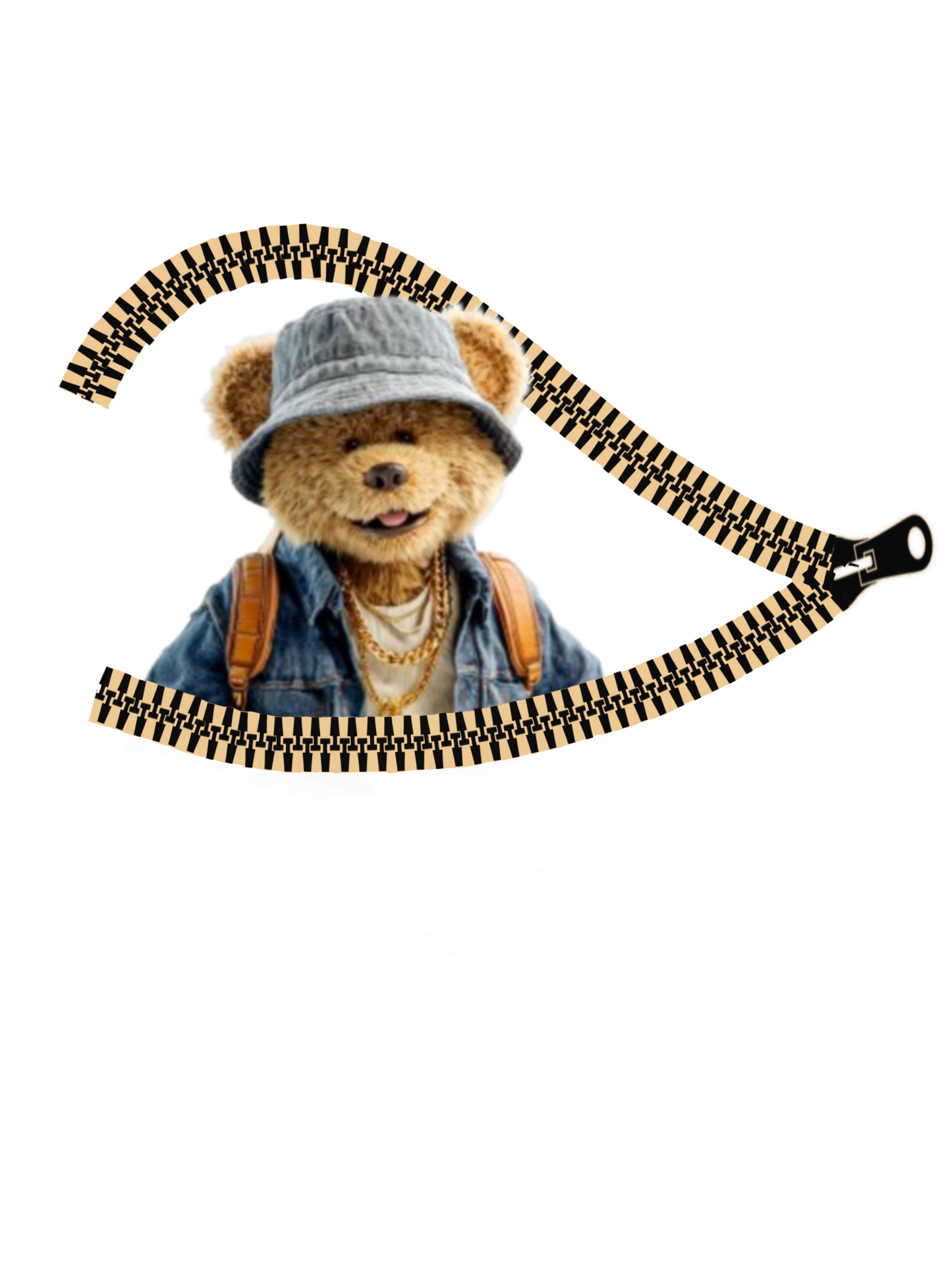Teddy Bear Peeking Through Zipper PNG | Cute & Playful Digital Sublimation Design for Shirts, Stickers & Crafts
