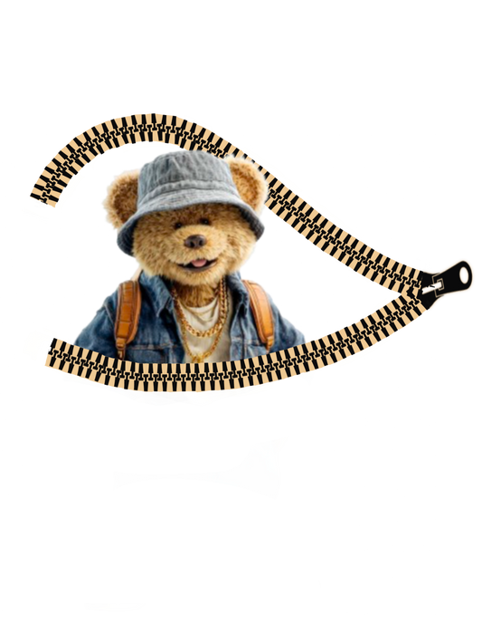 Teddy Bear Peeking Through Zipper PNG | Cute & Playful Digital Sublimation Design for Shirts, Stickers & Crafts