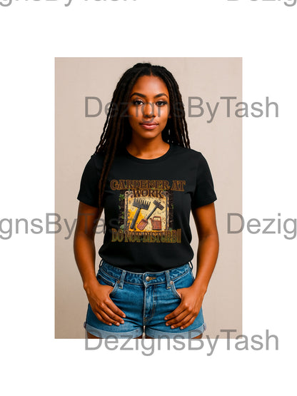 Gardener at Work – Do Not Disturb | Funny Gardening SVG PNG | Garden Lover Shirt & Tote Design | Caution Sign Garden Tools Clipart