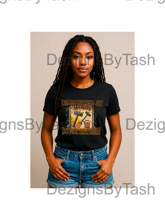 Gardener at Work – Do Not Disturb | Funny Gardening SVG PNG | Garden Lover Shirt & Tote Design | Caution Sign Garden Tools Clipart