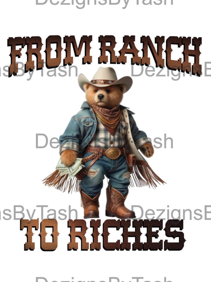 From Ranch to Riches PNG | Western Cowboy Money Design | Line Dancing Trend Digital Download, trail ride merch, Boots On The Ground