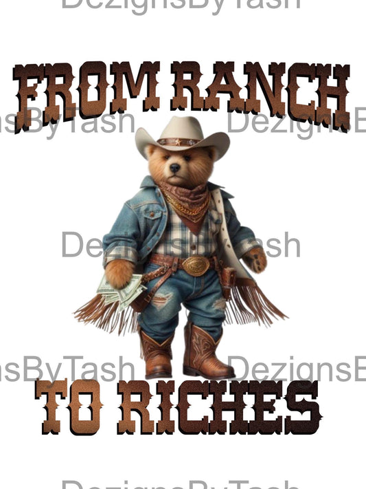 From Ranch to Riches PNG | Western Cowboy Money Design | Line Dancing Trend Digital Download, trail ride merch, Boots On The Ground