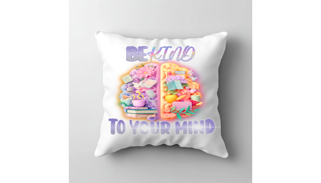 Be Kind To Your Mind PNG | Self-Care Brain Clipart | Mental Health Awareness Design | Transparent Digital Download for Sublimation, Stickers, Shirts