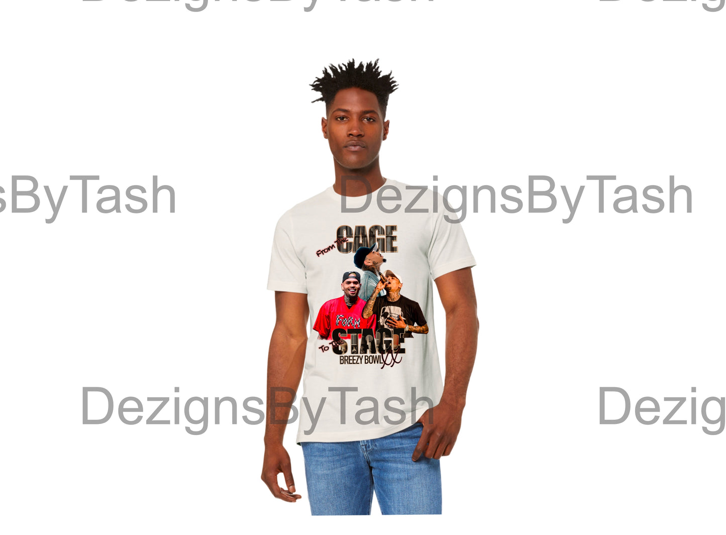 Chris Brown Breezy Bowl XX Tour Design – “From the Cage to the Stage” Digital Download | Fan Art PNG | Printable Shirt Design, Concert Merch