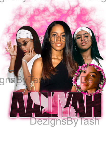 Aaliyah PNG Digital Download – High-Quality R&B Legend Artwork for Sublimation, T-Shirts, Tumblers & More