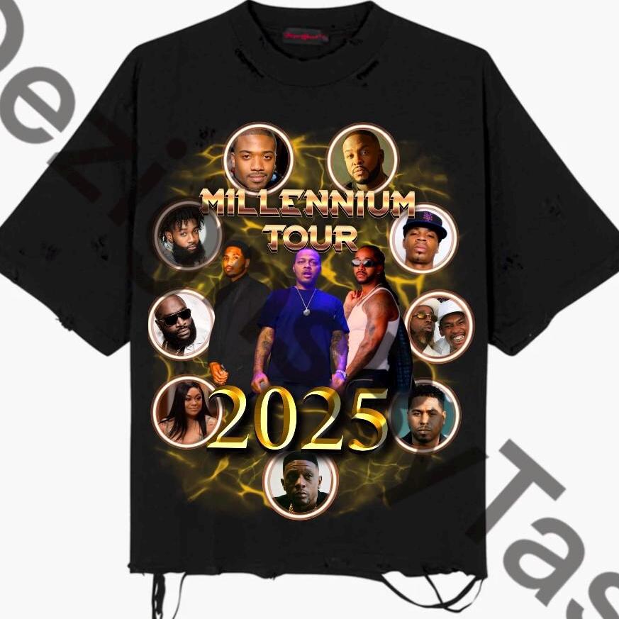 Millennium Tour 2025 PNG File, Concert Merch, Bow Wow Tour, Omarion Graphic Tee, Nostalgic Tour, Graphic Design, Tour 2025, TShirt File
