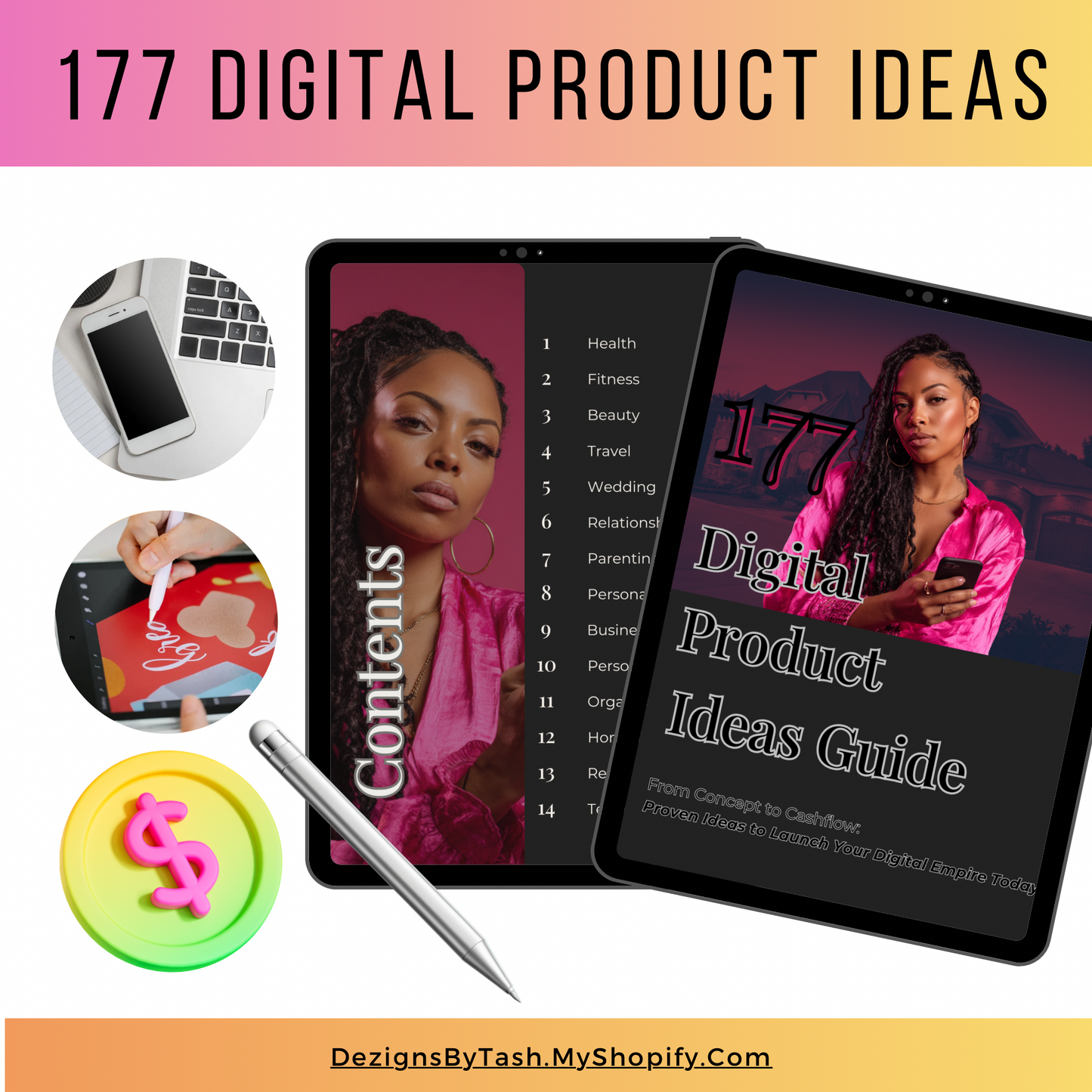 177 Digital Product Ideas eBook | Instant Download | Digital Product Business Guide for Entrepreneurs, Side Hustlers & Creatives
