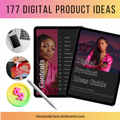 177 Digital Product Ideas eBook | Instant Download | Digital Product Business Guide for Entrepreneurs, Side Hustlers & Creatives
