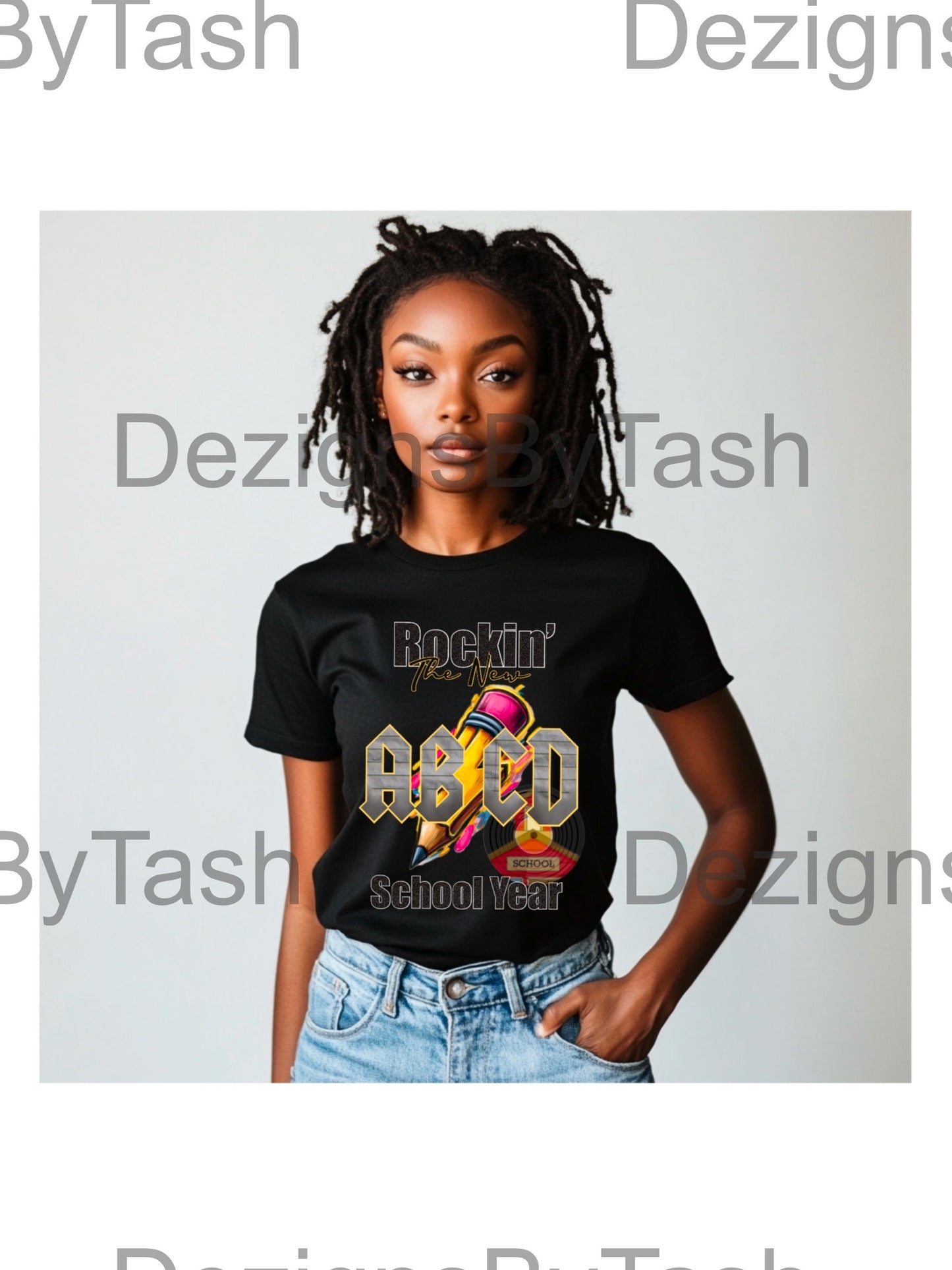 Rockin’ the New School Year Teacher Shirt PNG, Back to School Shirt Design, AC/DC Inspired Teacher Graphic, Elementary Middle School Digital Download