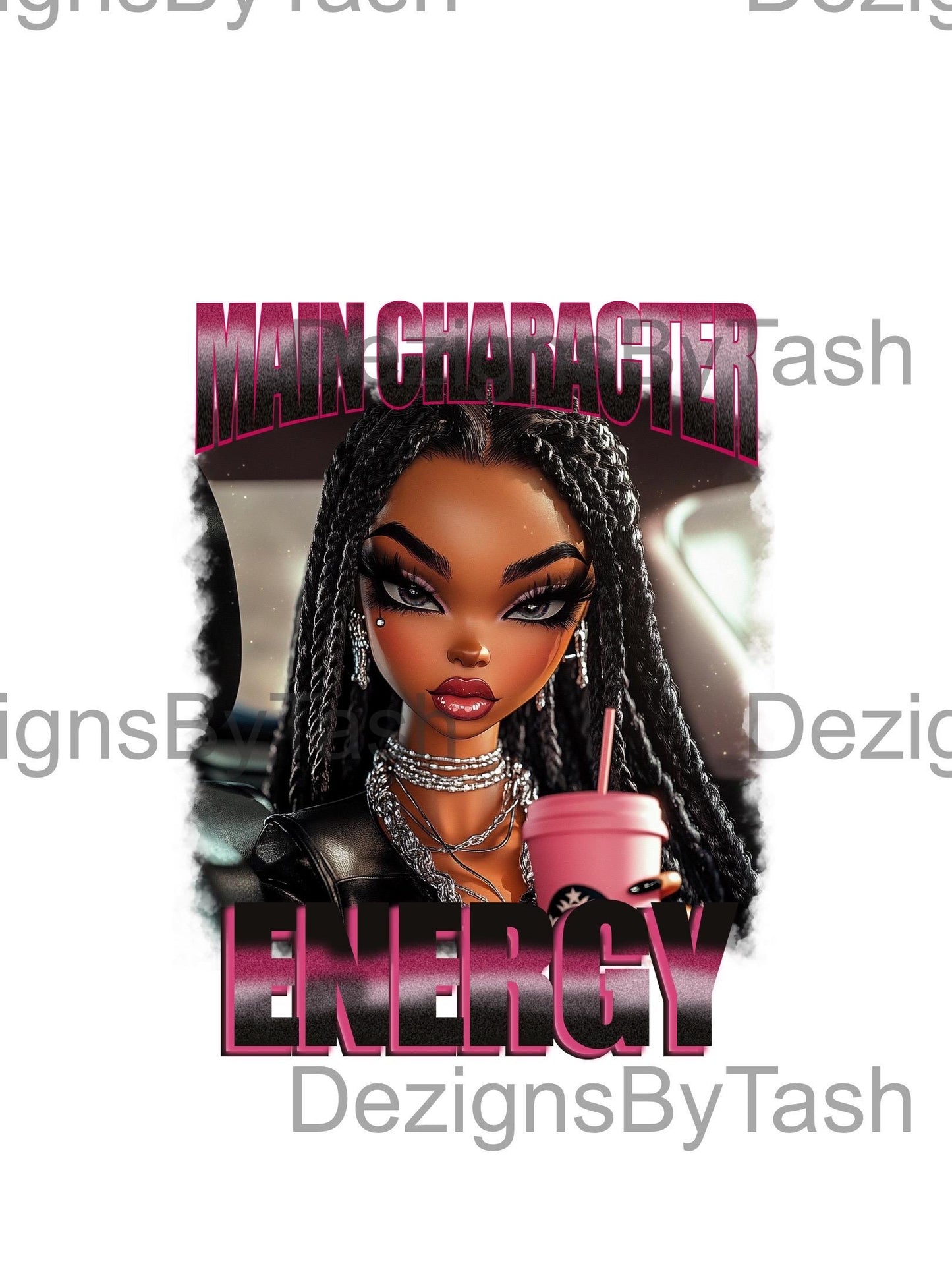 Main Character Energy PNG | Digital Download | Girl Sitting in Car | Trendy Aesthetic PNG for T-Shirts, Tumblers & More