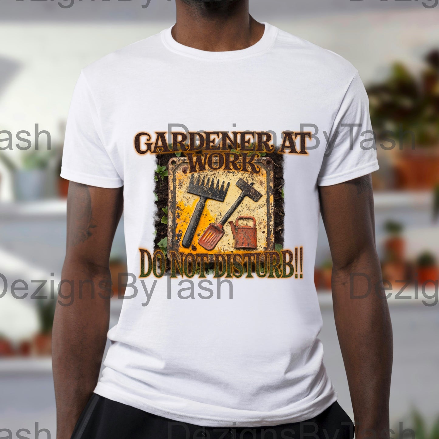 Gardener at Work – Do Not Disturb | Funny Gardening SVG PNG | Garden Lover Shirt & Tote Design | Caution Sign Garden Tools Clipart