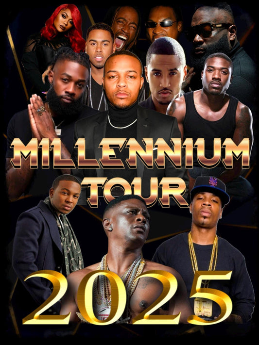 Millennium Tour 2025 PNG File, Concert Merch, Bow Wow Tour, Omarion Graphic Tee, Nostalgic Tour, Graphic Design, Tour 2025, TShirt File
