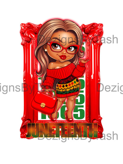 Juneteenth PNG | Beautiful Black Woman with Bag Digital Art | Juneteenth Sublimation Design | African American Printable, Black History