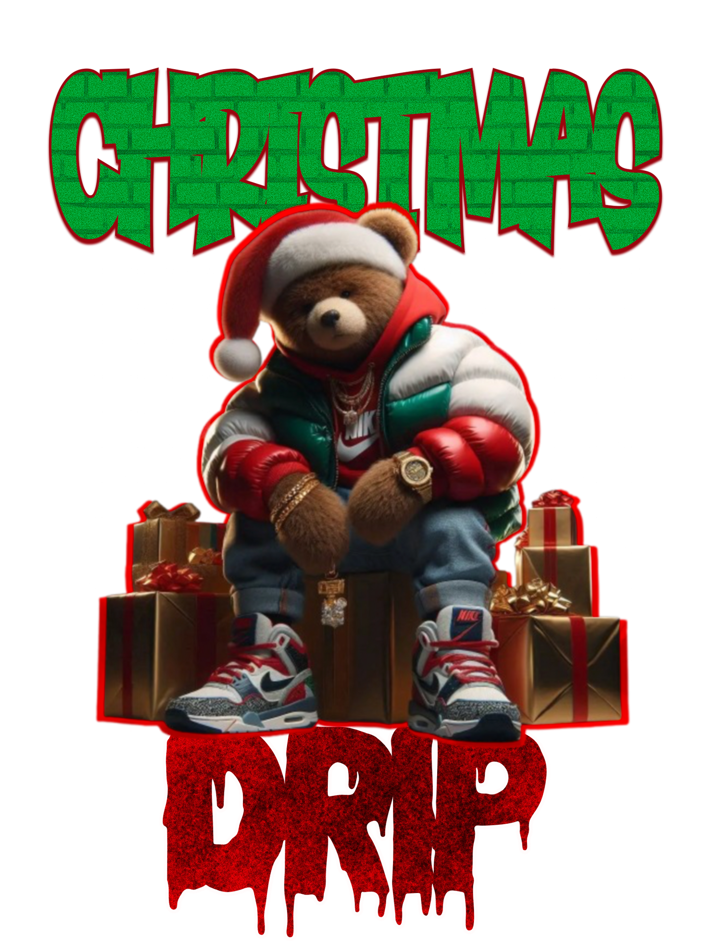 Christmas Drip Teddy PNG Bundle - 3 Designs