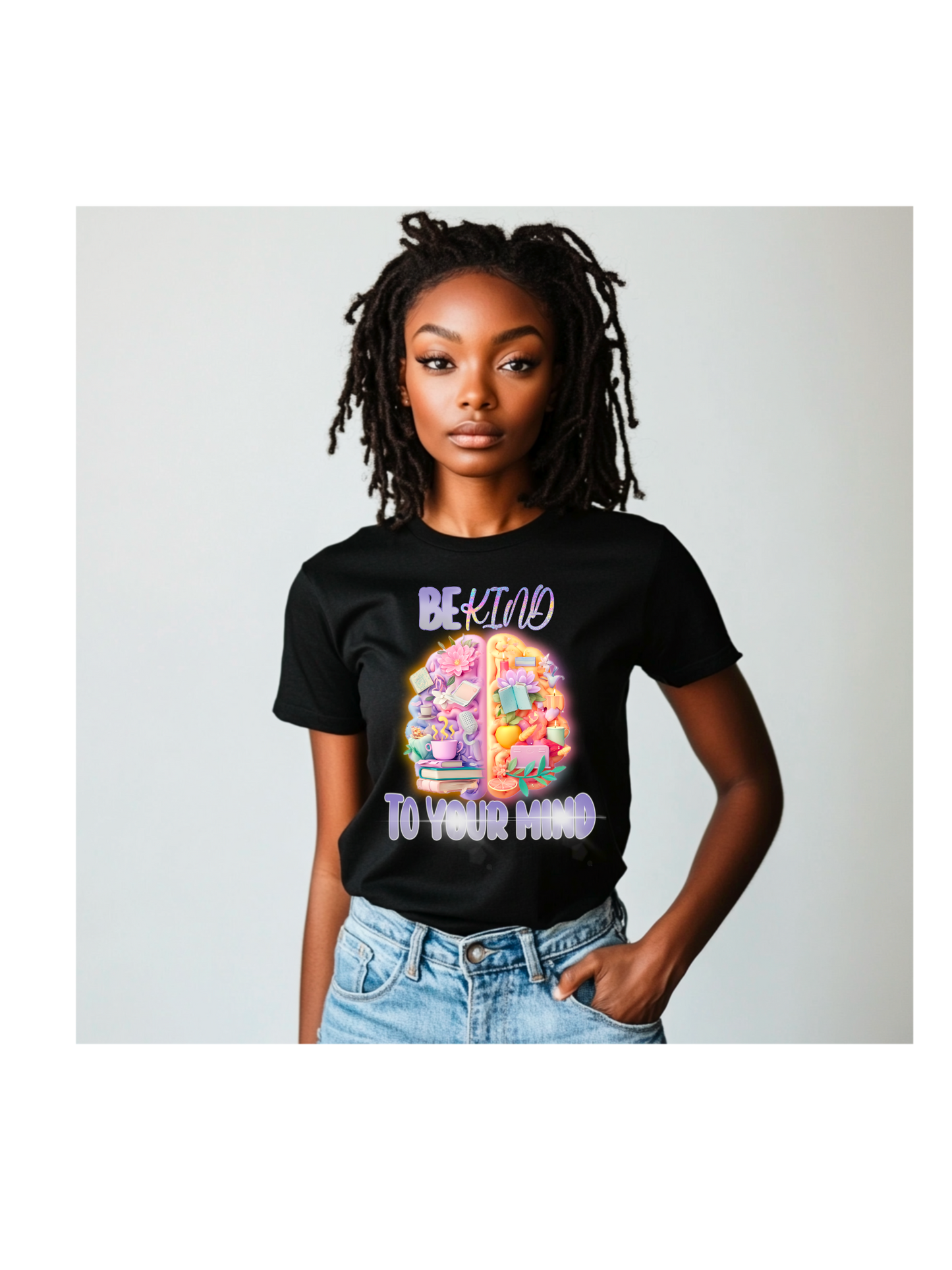 Be Kind To Your Mind PNG | Self-Care Brain Clipart | Mental Health Awareness Design | Transparent Digital Download for Sublimation, Stickers, Shirts