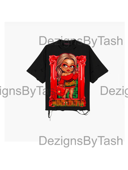 Juneteenth PNG | Beautiful Black Woman with Bag Digital Art | Juneteenth Sublimation Design | African American Printable, Black History