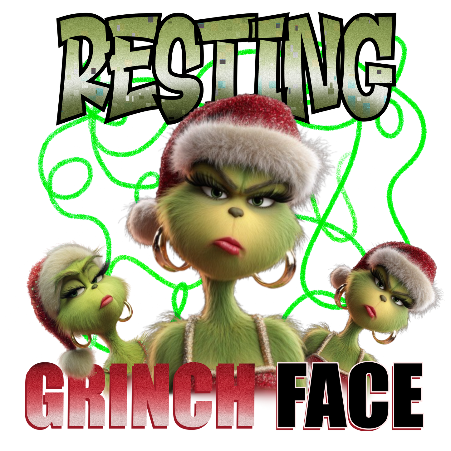 Resting Grinch Face - Upgraded- PNG
