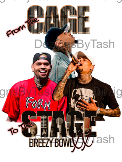 Chris Brown Breezy Bowl XX Tour Design – “From the Cage to the Stage” Digital Download | Fan Art PNG | Printable Shirt Design, Concert Merch