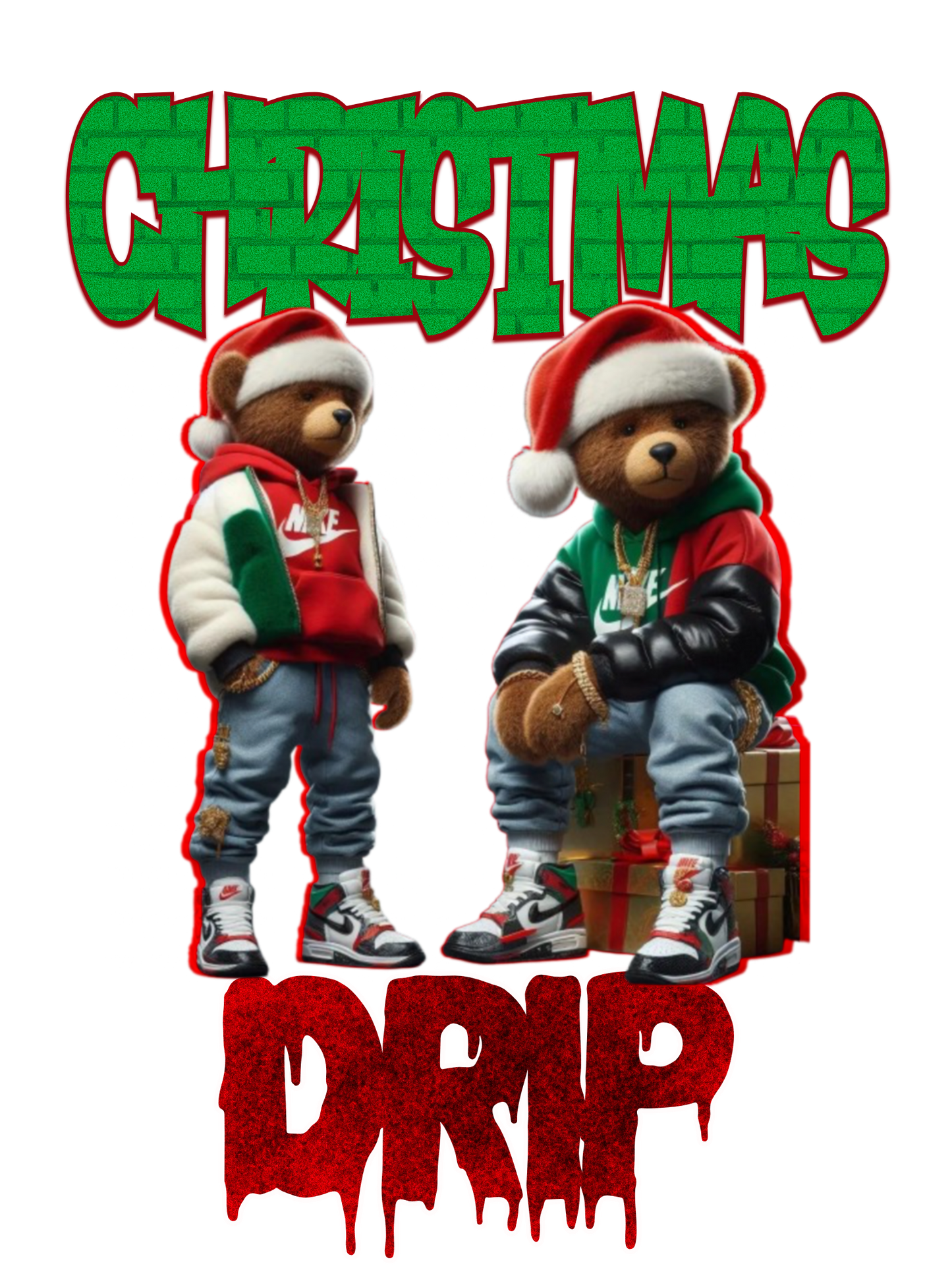 Christmas Drip Teddy PNG Bundle - 3 Designs