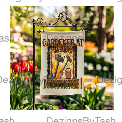 Gardener at Work – Do Not Disturb | Funny Gardening SVG PNG | Garden Lover Shirt & Tote Design | Caution Sign Garden Tools Clipart