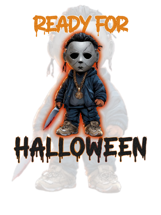 Ready for Halloween Michael Myers Mini Chibi PNG | Cute Horror Movie Digital Design | Halloween Shirt Graphic Download