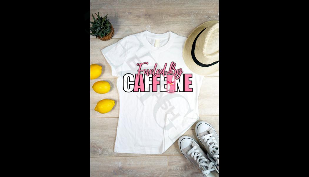 Fueled by Caffeine PNG | Energy Drink Lover Digital Design | Red Bull Inspired Shirt Design | Caffeine Addict PNG, Sublimation File, Humor