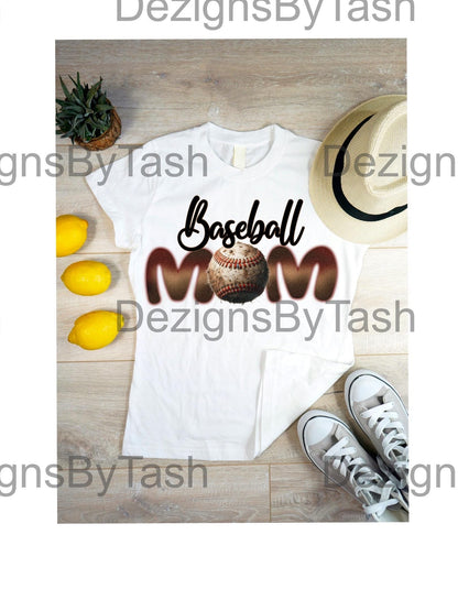 Baseball Mom Png | Sports Mama Sublimation Design | Baseball Bat & Ball PNG for TShirts, Mugs and More | Instant Download, Trendy Mom