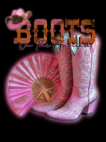 Boots on the Ground PNG | Western Cowgirl Clipart | Country Digital Download | Cowgirl Hat & Fan Design | Rodeo Aesthetic PNG, fans