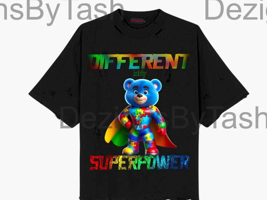 Different Is My Superpower PNG | Autism Awareness Superhero Digital Download for Shirts, Sublimation, Autistic Design, Neurodiversity